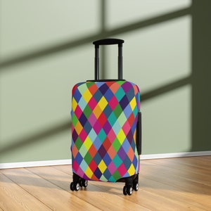 Luggage Cover Colorful Checkered Pattern Custom Print Luggage Protectors Suitcase Covers Travel Accessories Baggage Cover Gift image 9