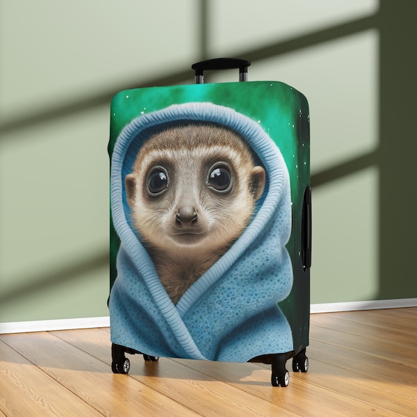 Luggage Cover - Suitcase & Baggage Protection - Washable Spandex Polyester Fabric - Travel Essential - Gifts for Her - Cute Meerkat Sweater