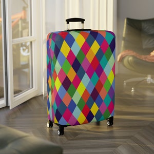 Luggage Cover Colorful Checkered Pattern Custom Print Luggage Protectors Suitcase Covers Travel Accessories Baggage Cover Gift image 7