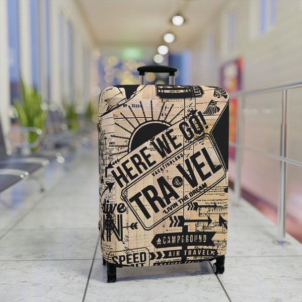 Luggage Cover - Suitcase + Baggage Protection - Washable Spandex Polyester Material - Travel Accessories + Gifts- Wanderlust World Traveller