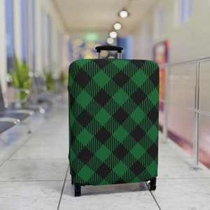 Best Luggage Covers - Dark Green Plaid | Top Suitcase and Baggage Protectors - Best Travel Accessories and Gifts - Luggage Sets and Tags