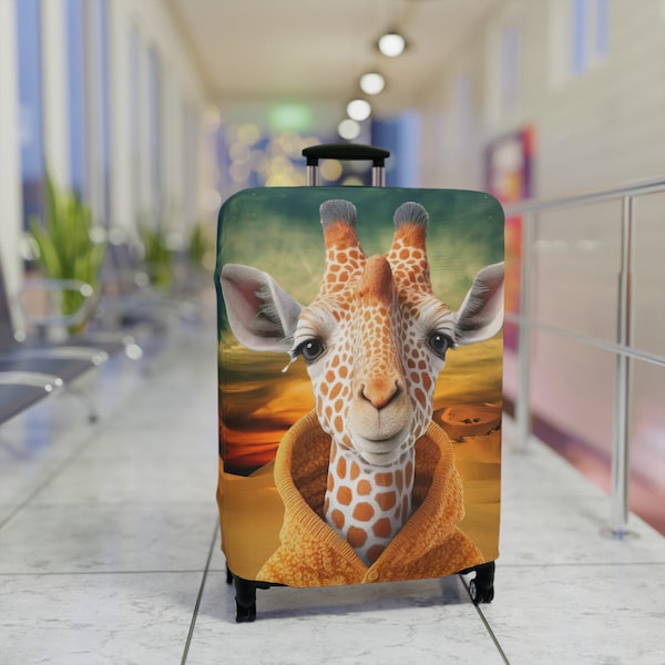 Luggage Cover - Suitcase & Baggage Protection - Washable Spandex Polyester Fabric - Travel Essential - Gifts for Her -Desert Giraffe Sweater