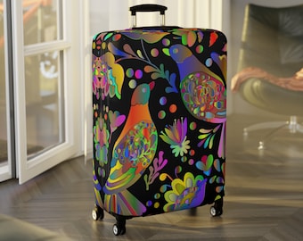Travel Luggage Cover Protection - Suitcase + Baggage Cover - Spandex Polyester Material - Stretchable + Washable - Mexican Artwork - Mexico
