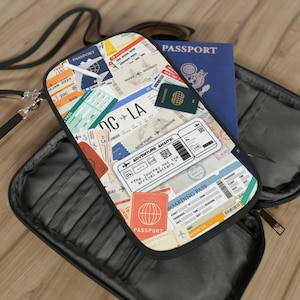 Porte-passeport - Portefeuille de voyage léger - Porte-documents de voyage avec bandoulière + sangle de taille - Organisateur de voyage supérieur - Carte d'embarquement