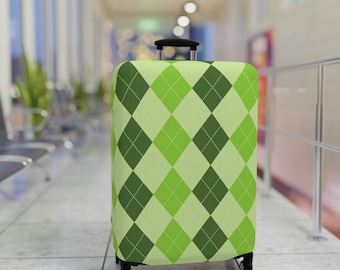 Luggage Cover - Green Checkered Argyle | Custom Print Luggage Protectors | Suitcase Covers | Travel Accessories | Baggage Cover | Gifts