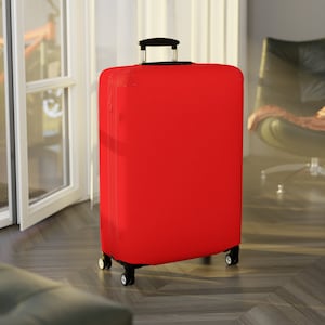 Personalisierte Gepäckabdeckung - Schutz von Koffer und Gepäck - Polyester / Spandex-Material - Reisezubehör + Geschenke - Einfarbig rote Farbe