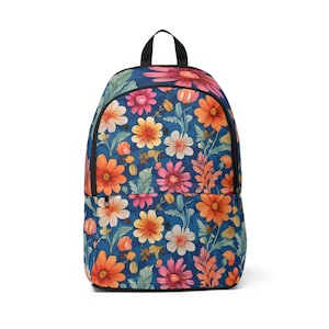Design floral élégant - Sac à dos en nylon imperméable - Sac en tissu unisexe pour étudiants, sac d'artiste, sac à dos de voyage, sac de rentrée