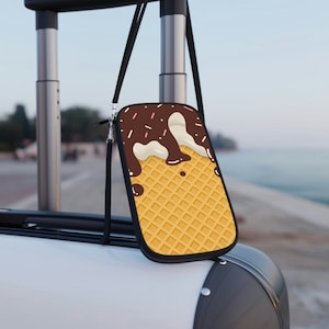 Passport Wallet - Leichte Reisemappe - Reisedokumentenhalter mit Schulter + Taillengurt - Top Travel Organizer - Ice Cream Drip