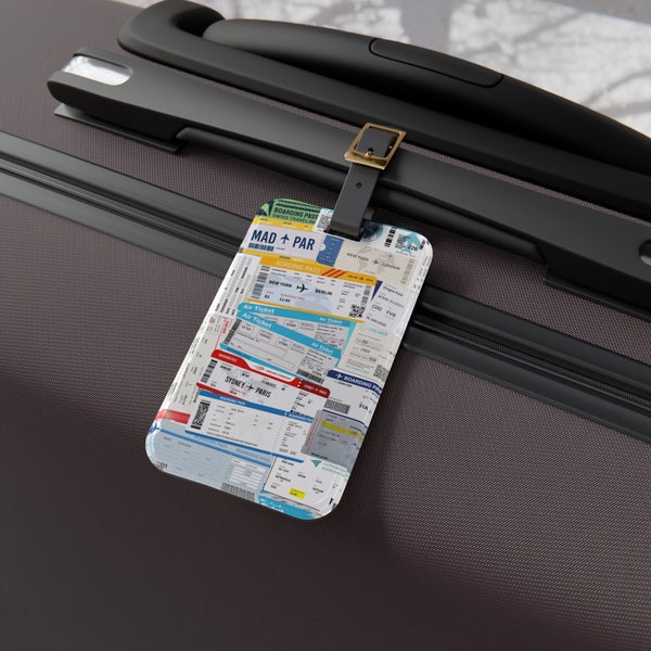 Travel Luggage Tag - Personalized Acrylic Luggage Tag + Leather Strap - Removable Address Card - Travel Essentials - Boarding Pass Ticket