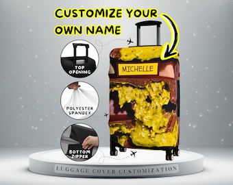 Funda para maleta con nombre personalizado / Funda para maleta personalizada Dubai Chocolate / Material de poliéster y elastano / Los mejores accesorios y regalos de viaje