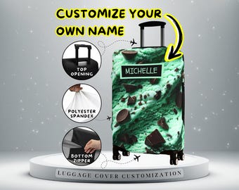 Custom Name Luggage Cover | Ice Cream Lover Personalized Suitcase Cover | Polyester Spandex Material | Top Travel Accessories & Gifts