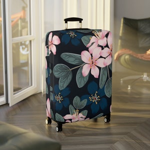 Scratch Resistant Luggage Covers - Stylish Suitcase + Baggage Protectors - Cherry Blossom Design - Top Travel Accessories + Gifts - Carry on