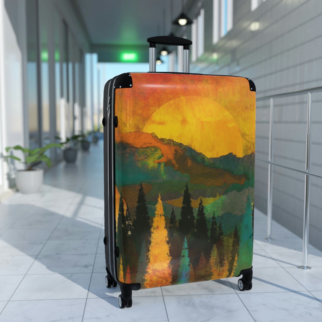 Hard Case Rolling Luggage With Wheels Tsaapproved Carryon Etsy