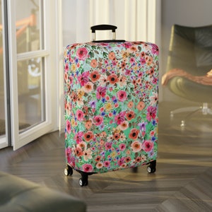 Luggage and Suitcase Covers - Colorful Mini Floral Pattern Artwork - Best Baggage Protectors - Top Travel Accessories - Carry on Luggage Set