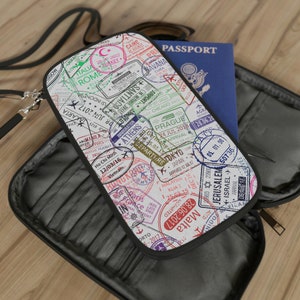 Passport Wallet - Leichte Reisemappe - Reisedokumentenhalter mit Schulter + Taillengurt - Top Travel Organizer - Passport Briefmarken