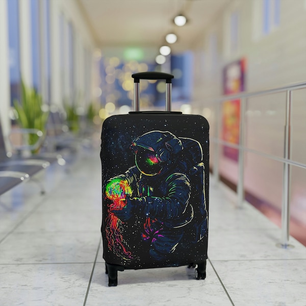 Luggage Cover - Astronaut + Jellyfish Encounter - Baggage Protector - Travel Accessories and Gifts - Kids/Adult Suitcase or Baggage Cover