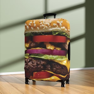 Burger, Hamburger - Bagagehoes - Koffer/bagagebeschermer - Reisaccessoires en -cadeaus - Materiaal polyester/spandex - 3 maten beschikbaar
