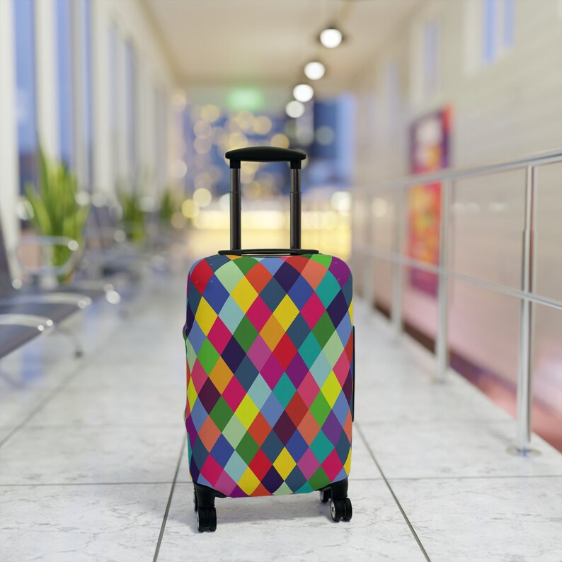 Luggage Cover Colorful Checkered Pattern Custom Print Luggage Protectors Suitcase Covers Travel Accessories Baggage Cover Gift image 8