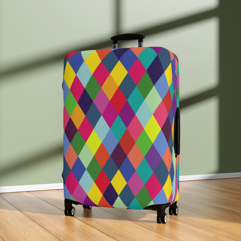 Luggage Cover Colorful Checkered Pattern Custom Print Luggage Protectors Suitcase Covers Travel Accessories Baggage Cover Gift image 6