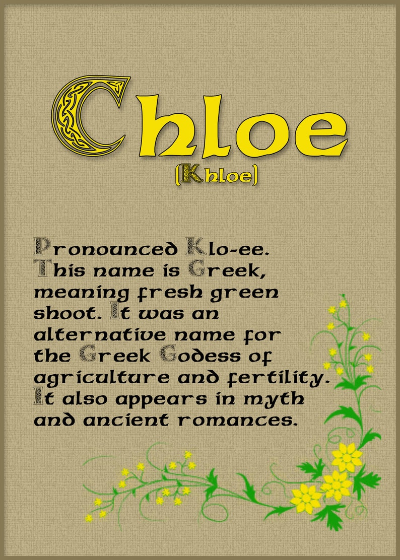 Chloe Story of the Name Name Explained History Name Etsy