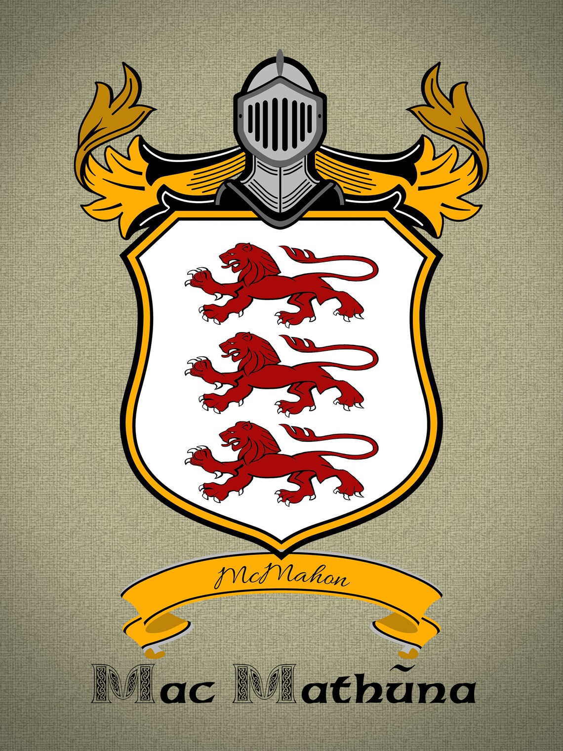 McMahon Family Coat of Arms Download for history buffs Etsy