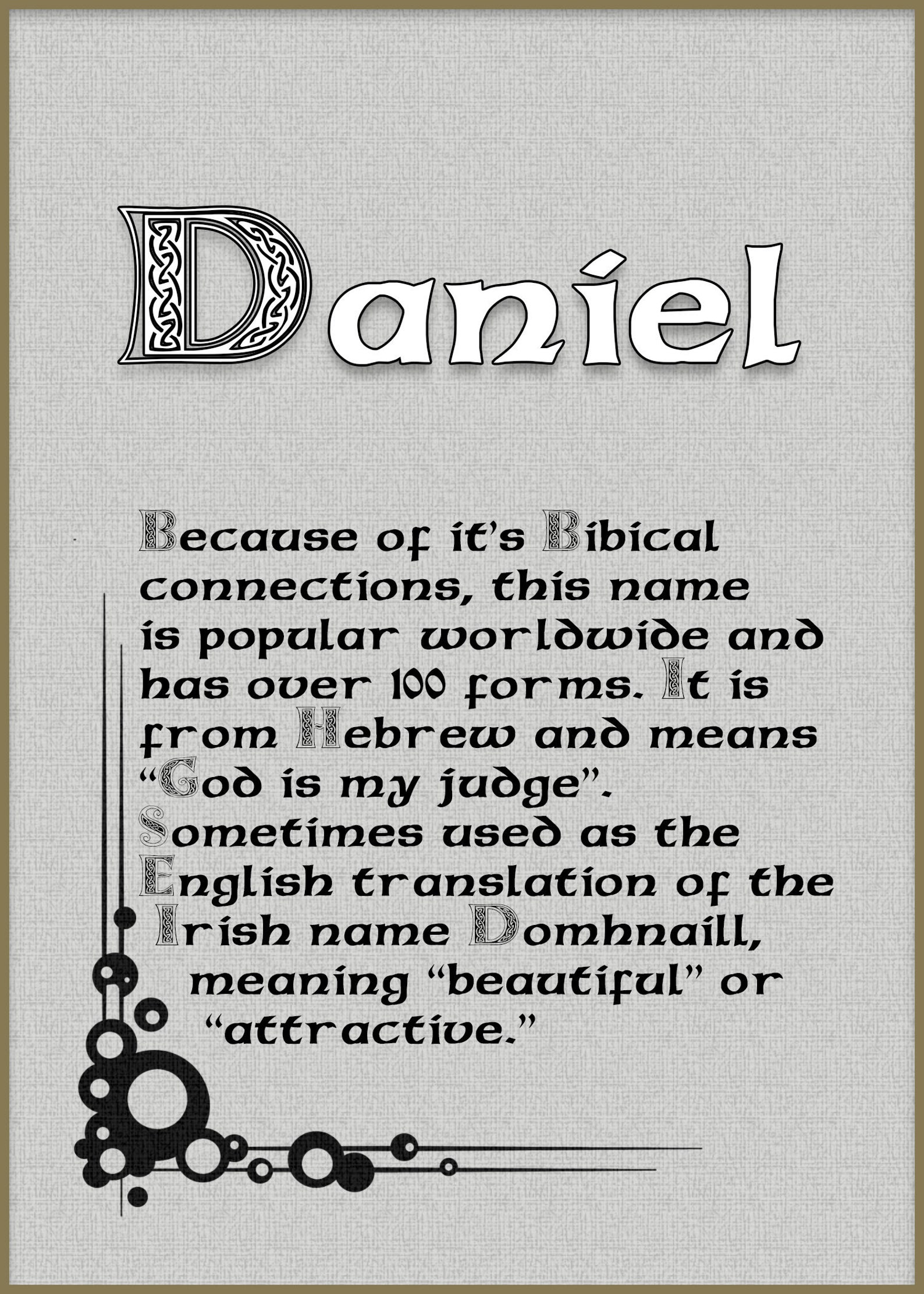 Daniel Story of the namename explained history name Etsy