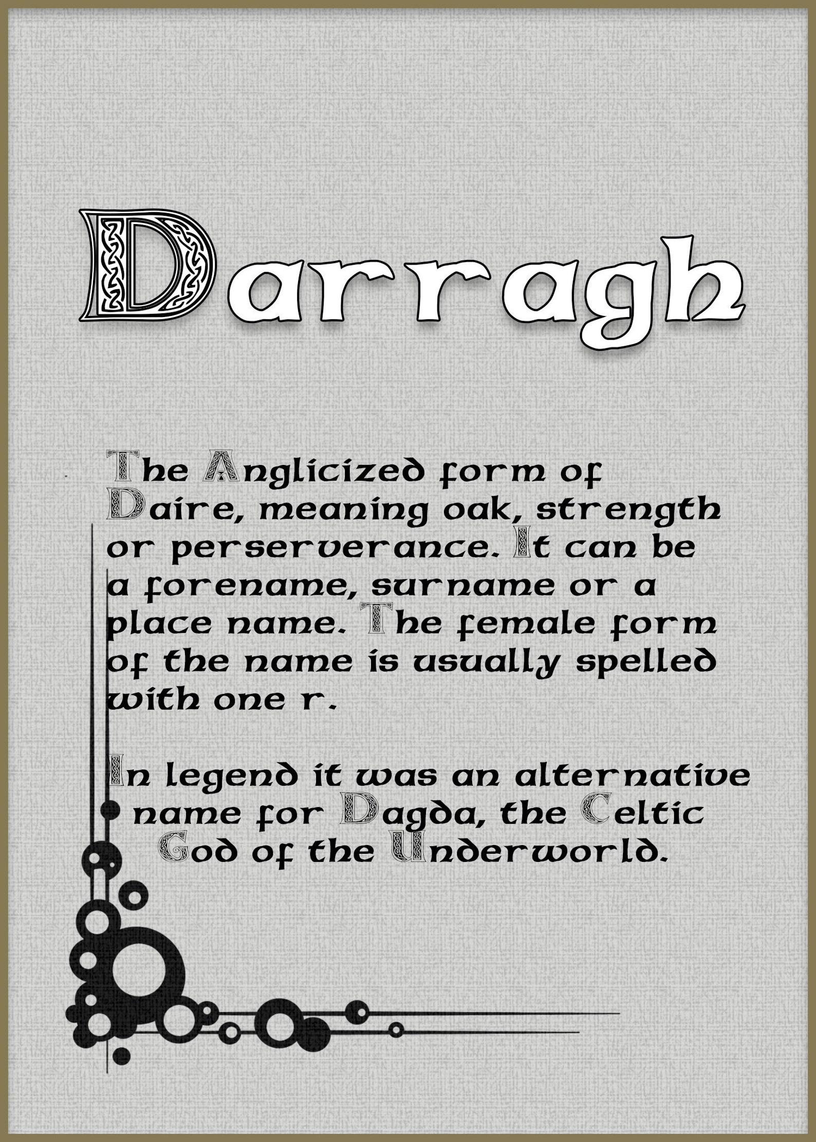 Darragh Story of the namename explained history name Etsy