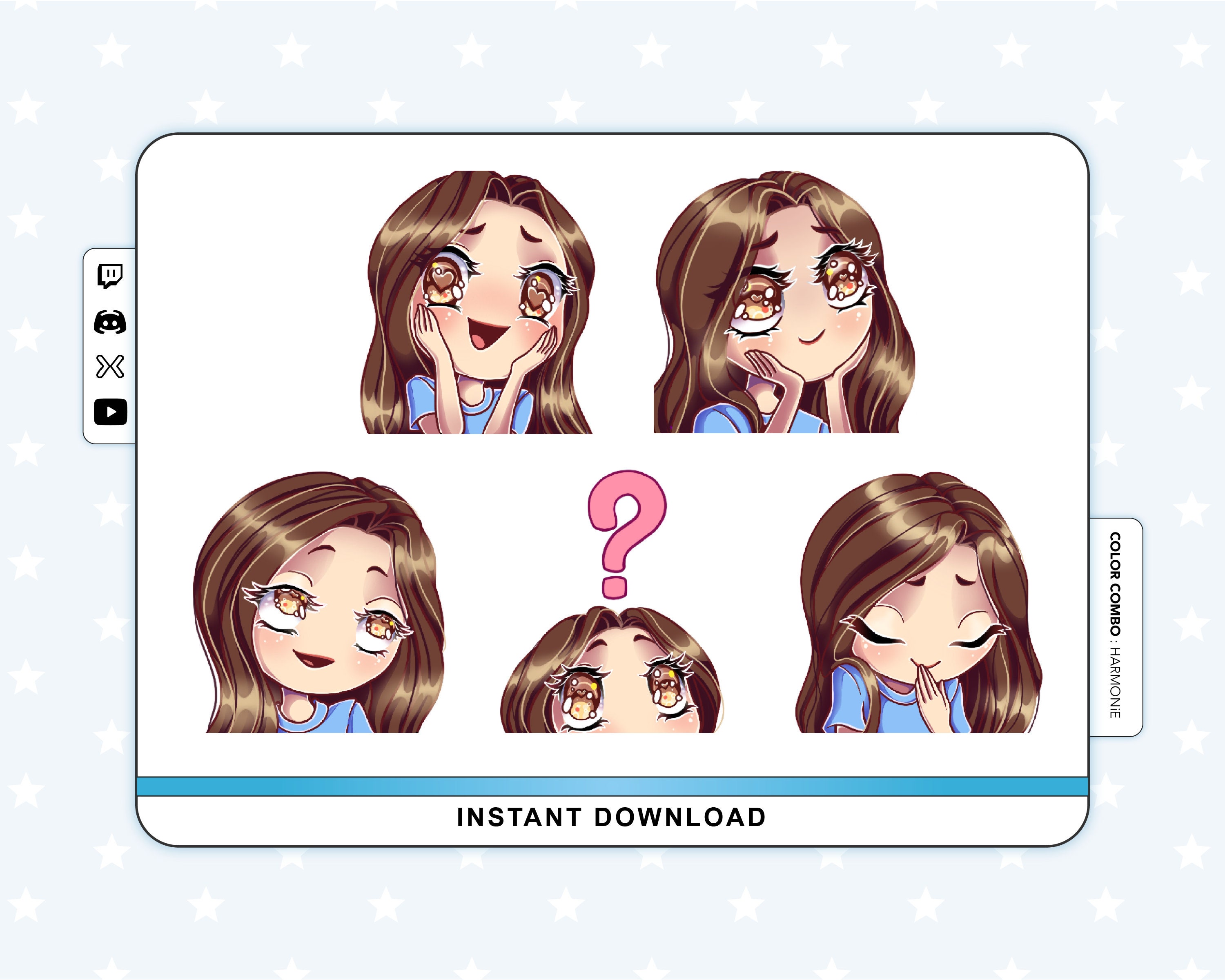Digital Art Collectibles Emotes Girl Twitch Emote Pack Chibi Emotes 