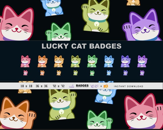 Twitch Sub Badges cute kawaii LUCKY CATS 8 pack Etsy