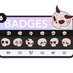 Twitch Sub Badge / Bit Badges SKULLS  ( 6 pack )