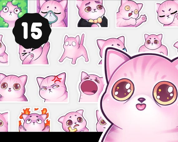 Twitch Emote Rich White Cat Money Dollar Emote / Sub Emoji 