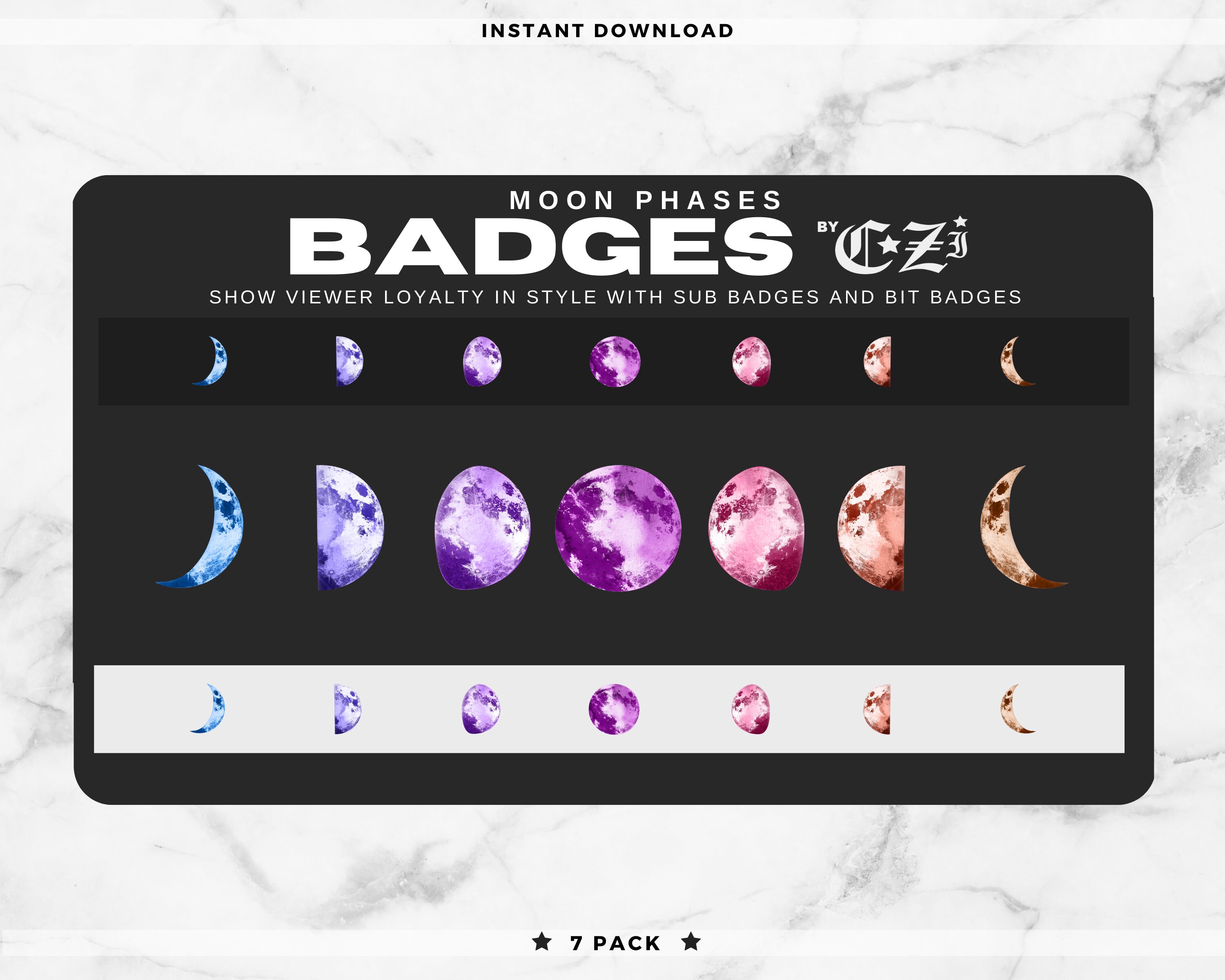 Twitch Sub Badges Bit Badges Moons Etsy