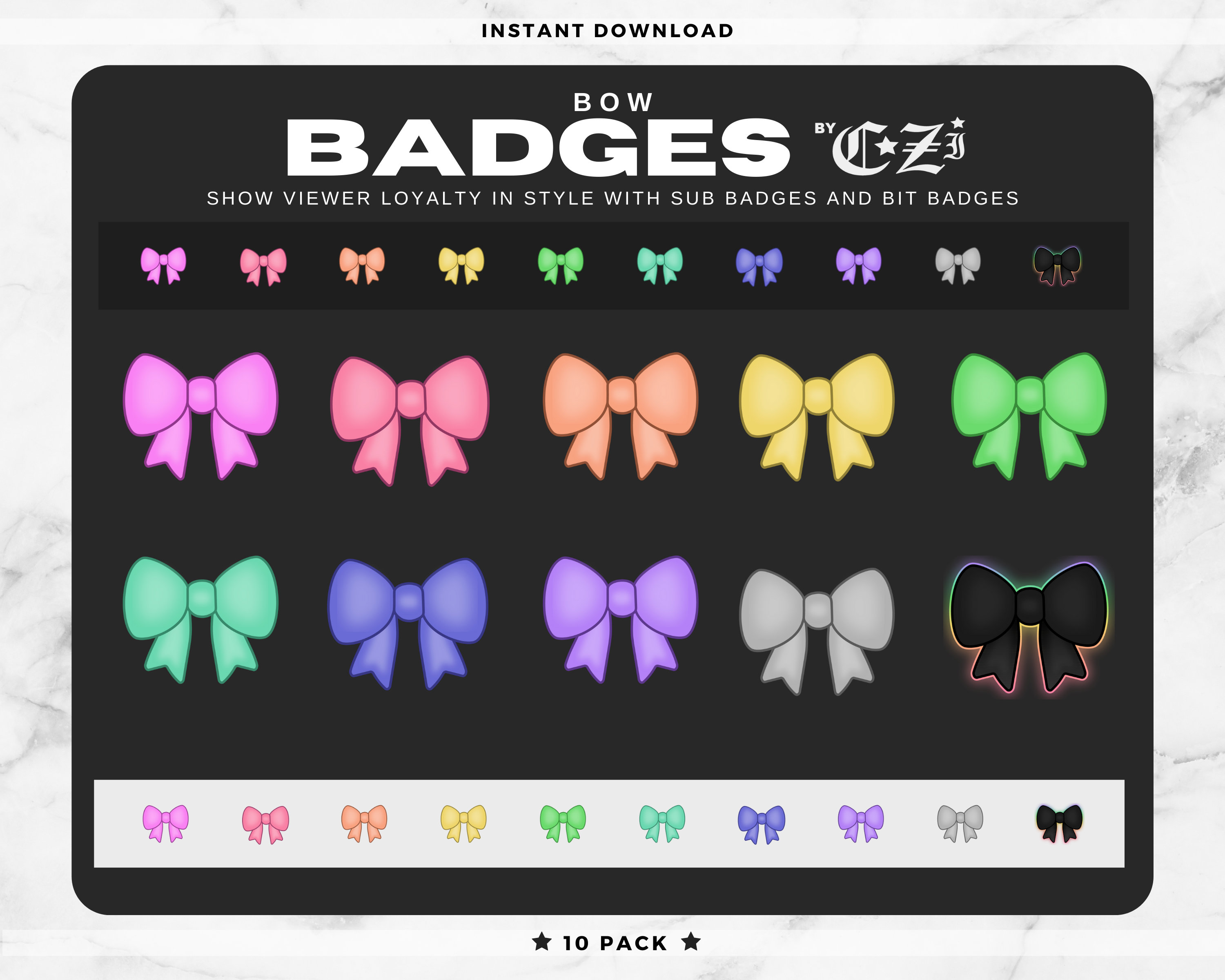 Twitch Bit Badges / Sub Badges cute PASTEL BOW 10 Pack | Etsy