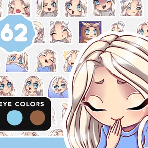 SUPER BUNDLE emote pack ( MiLANiA : vanilla skin . butter blonde hair ) cute emotes for twitch . discord . youtube .