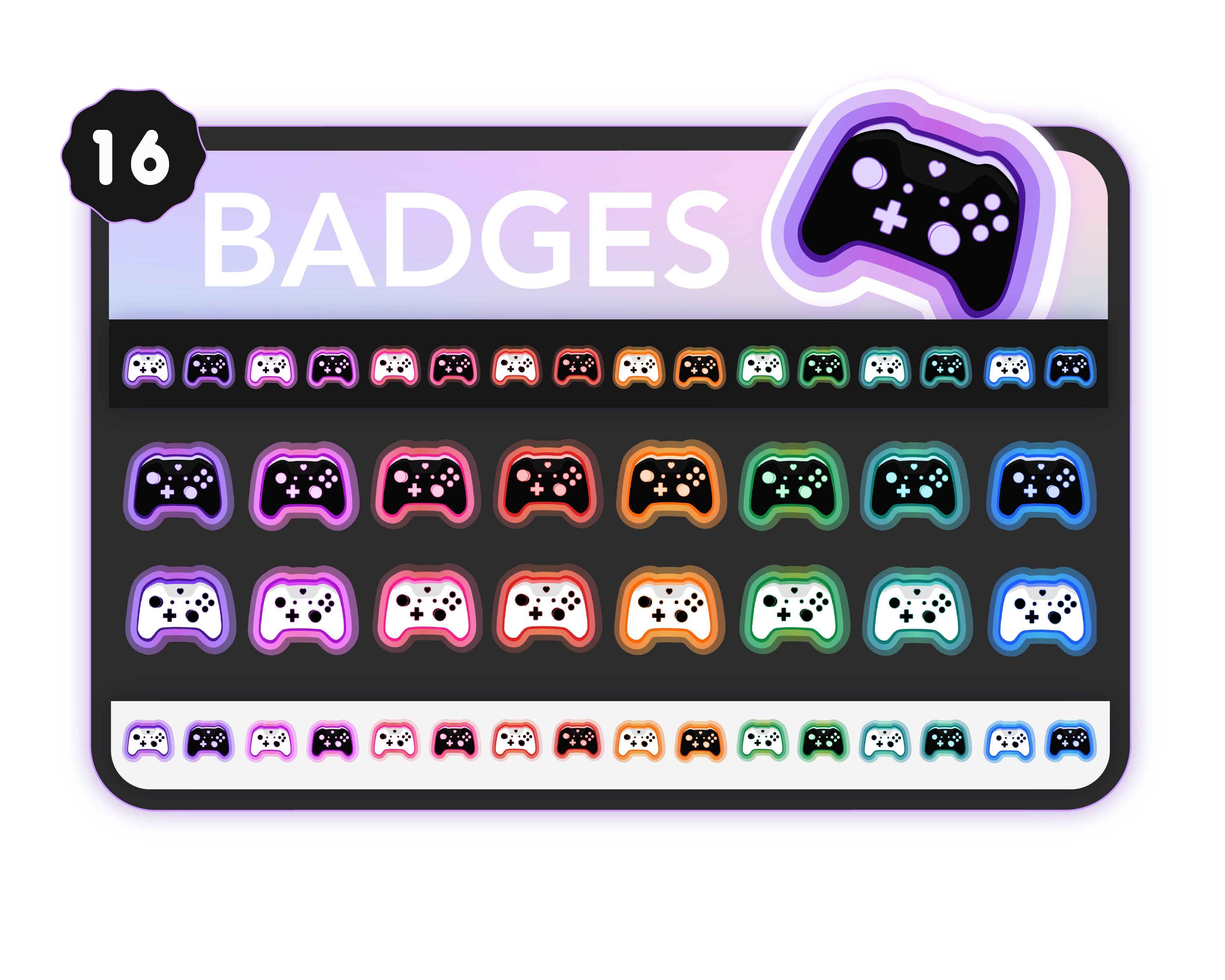 Twitch Sub Badges Neon Controllers Twitch Bit Badges Etsy