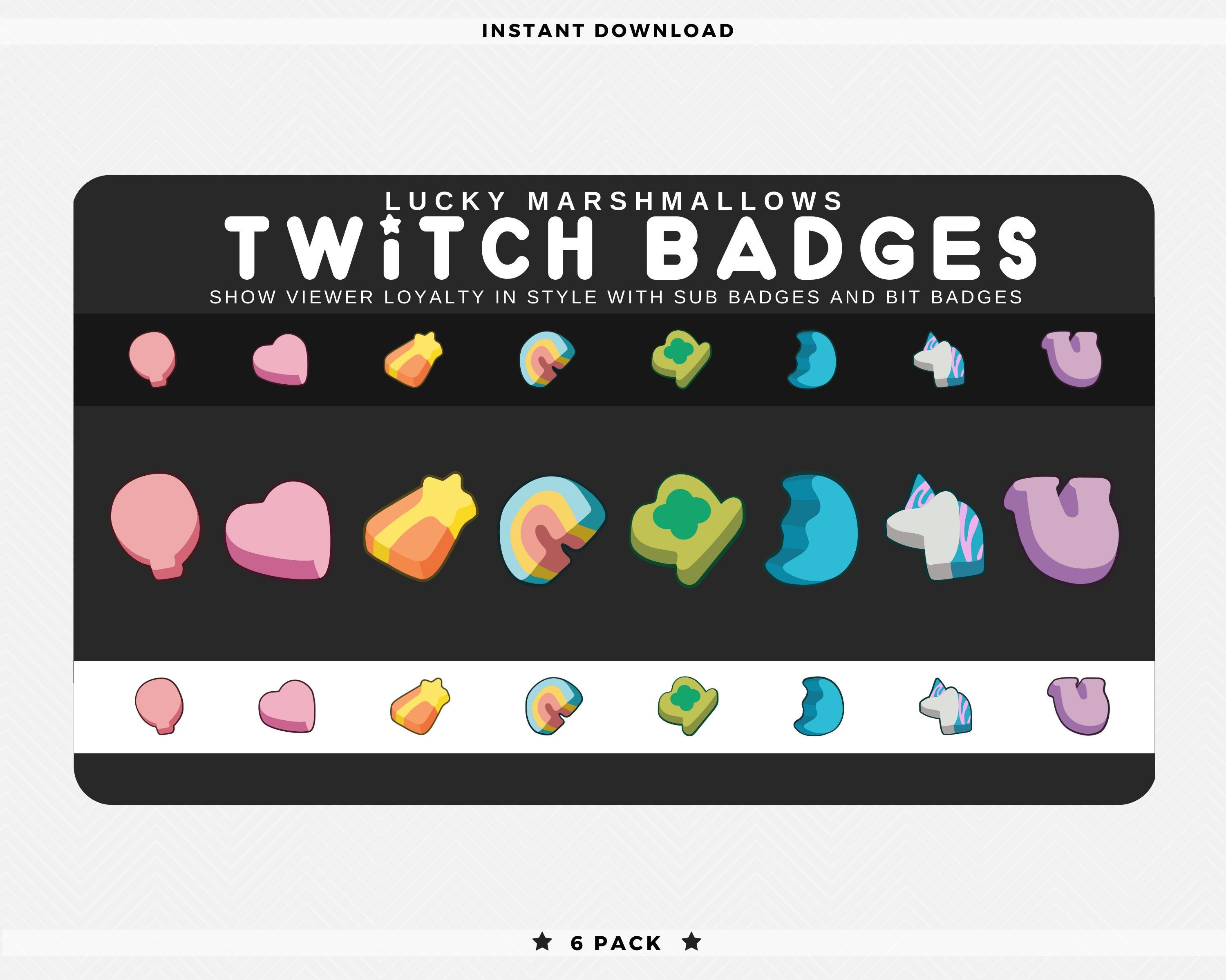 Twitch Sub Badges Bit Badges Cute Lucky Marshmallows 8 Etsy