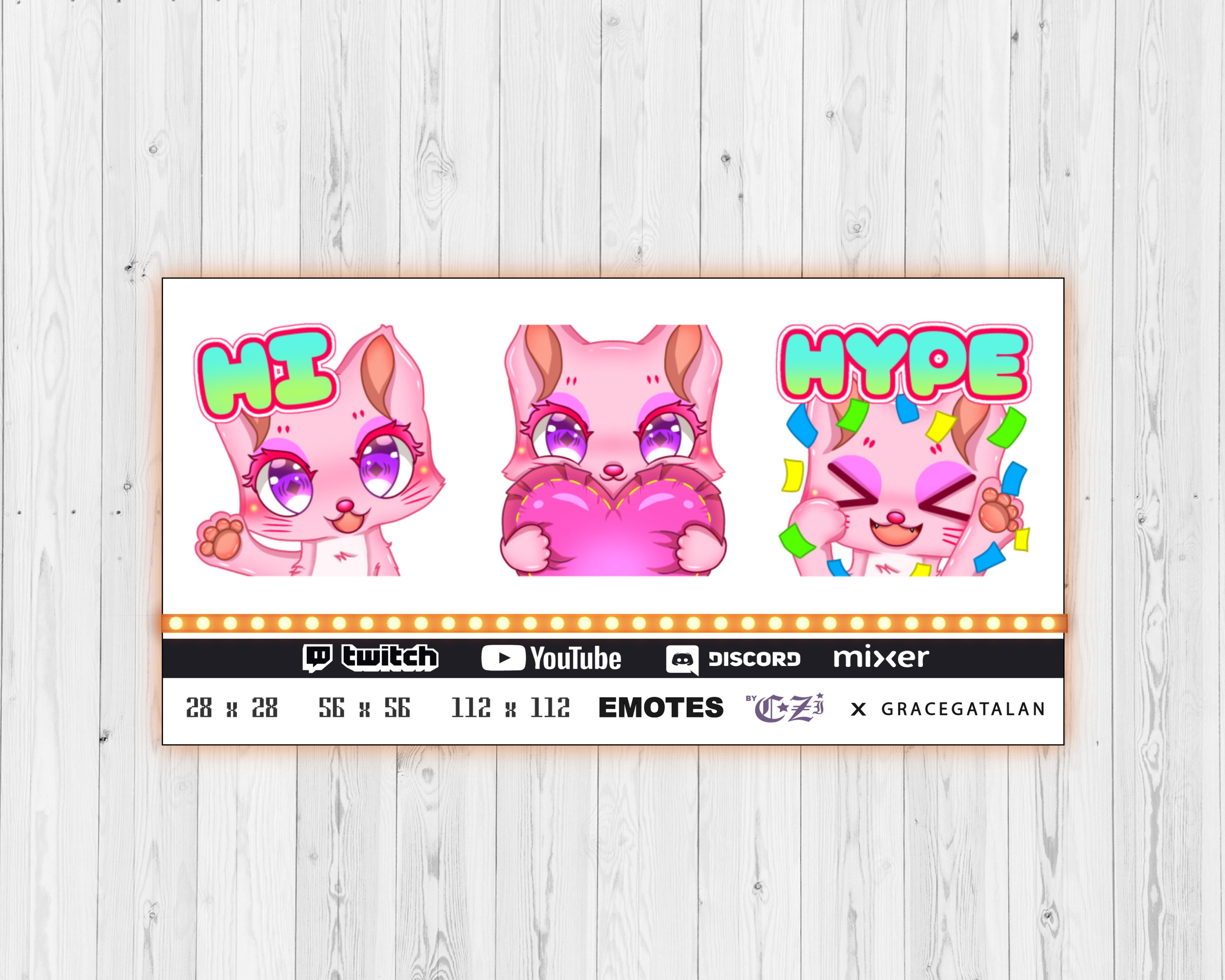 Emote Pack CATS pink . 3 pack Emotes for Facebook . Etsy