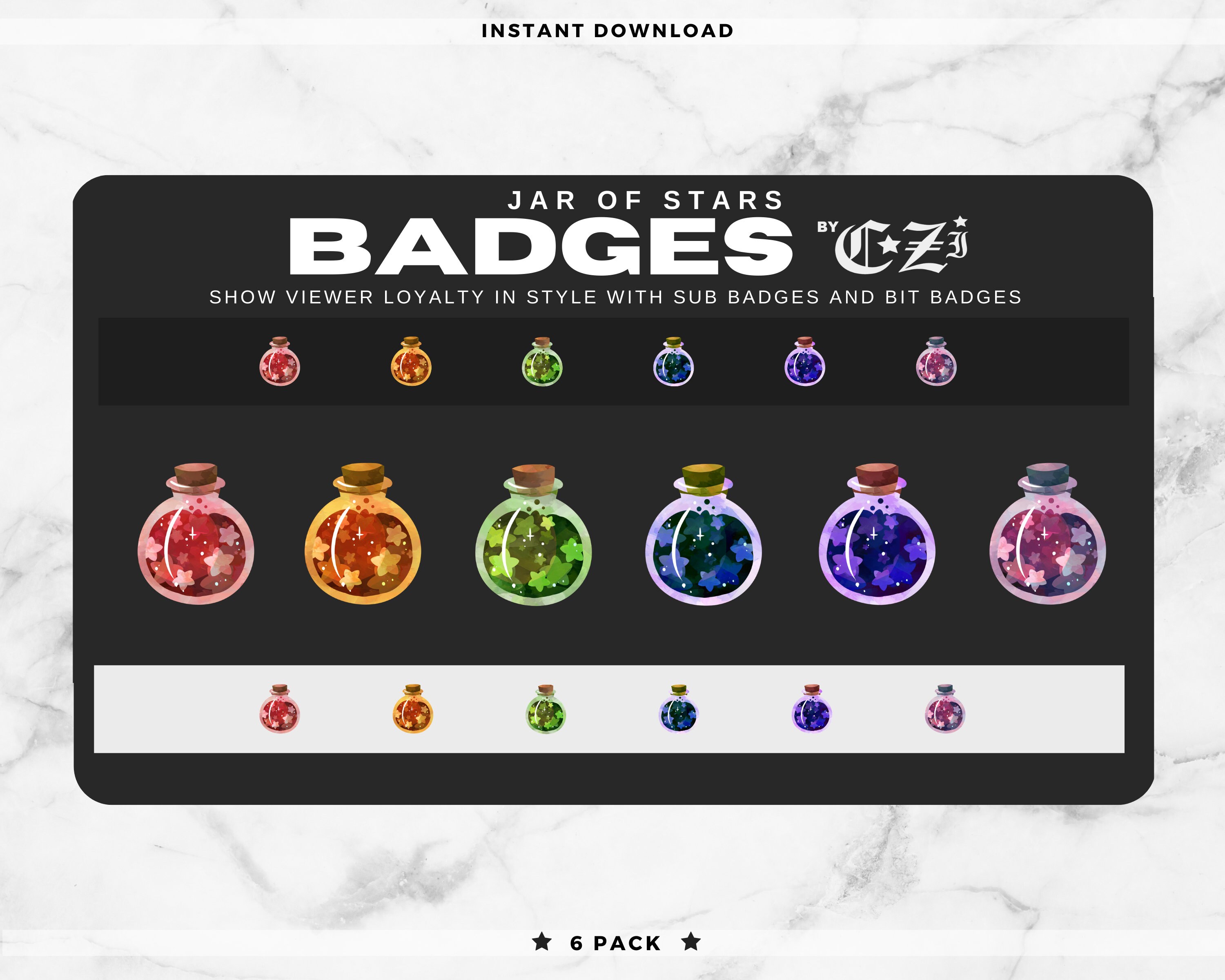 Twitch Sub Badges Bit Badges Stars In A Bottle Twitch Etsy Australia
