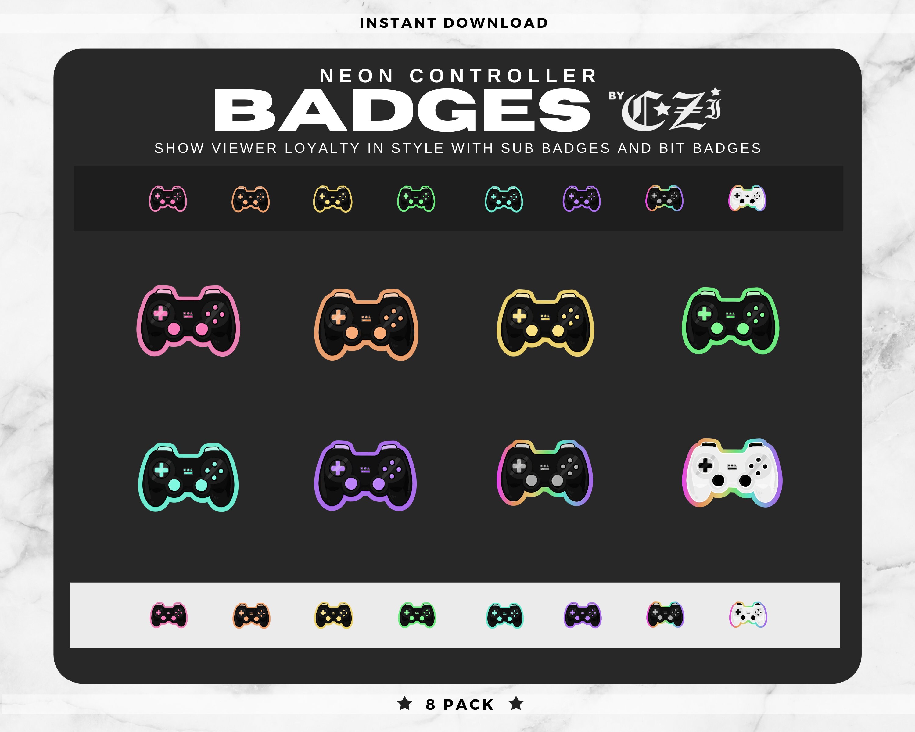 Twitch Sub Badges Twitch Bit Badges Neon Controllers Ii 8 Etsy Ireland
