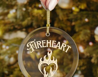 Fireheart Throne of Glass Glass Ornaments, Officially Licensed SJM merch, ACOTAR Lunathion Ornament, Sarah J. Maas Tog Christmas gift