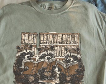 Racoon reading shirt Trash panda Antisocial book club Comfort Colors tee booktrovert t-shirt bookish apparel book lover gift for women