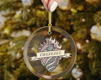 Fireheart Throne of Glass Glass Ornaments, Officially Licensed SJM merch, ACOTAR Lunathion Ornament, Sarah J. Maas Tog Christmas gift