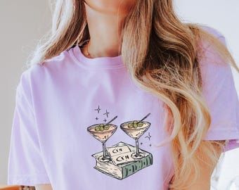Book girlie funny cocktail shirt Comfort Colors Boxy Tee, Martini shirt Hot girls read books smut reader book club merch bookish clothing