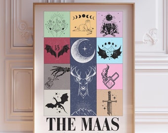 The Maas World Tour Print SJM Wall art, Sarah J Maas licensed merch ACOTAR Velaris TOG Crescent City Artwork, Bookish Reader Gift poster
