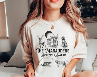 The Marauders Comfort Colors® tee, Wizard vintage retro shirt, Bookish tshirt, Book word nerd apparel gift, Magic Wizard Booktok merch