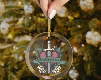 Fireheart Throne of Glass Glass Ornaments, Officially Licensed SJM merch, ACOTAR Lunathion Ornament, Sarah J. Maas Tog Christmas gift