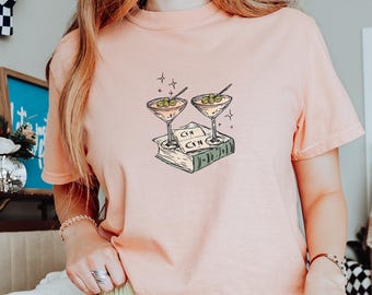 Book girlie funny cocktail shirt Comfort Colors Boxy Tee, Martini shirt Hot girls read books smut reader book club merch bookish clothing