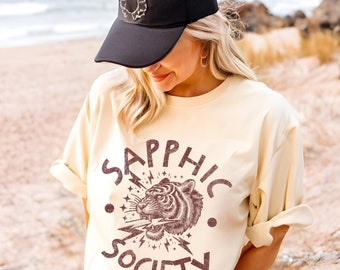Sapphic lesbian pride shirt, Lesbian Tiger Comfort Colors lgbtq Lesbian subtle Vintage Lesbian pulp tee Lesbian girlfriend gift Pride merch
