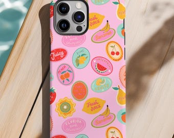 Fruit phone case Beachy Tropical iPhone Case Soft Girl Coastal Retro Coconut girl Tough Summer Phone Cover for Ocean and Beach Lovers