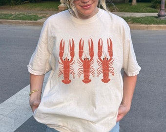 Lobster shirt Fisherman Aesthetic Comfort Colors tee Maine New England Seafood foodie gift, Italian coastal beach vibes ocean inspired style